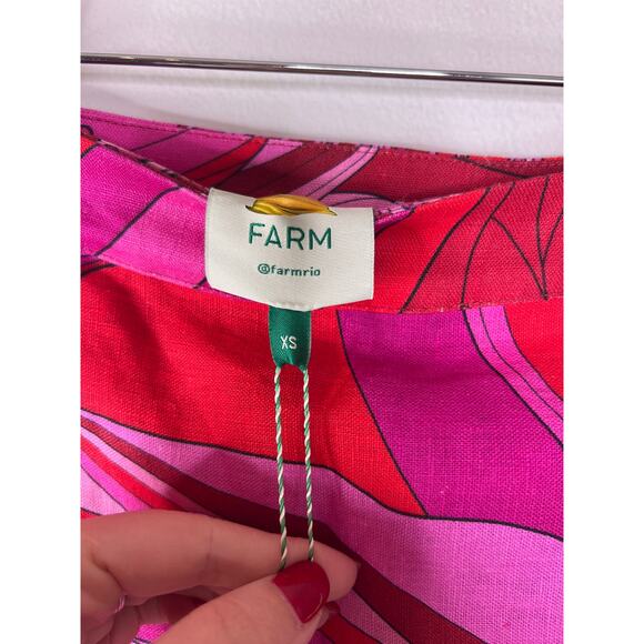 NWT Farm Rio Floral Embroidered Endless Summer Red Wrap Skirt Red Yellow Sz: XS - Picture 4 of 8